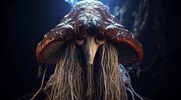 Mysterious deep sea creature with tentacles photo