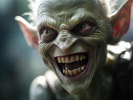 Creepy alien creature with sharp teeth photo