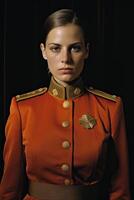 Serious military officer in uniform photo
