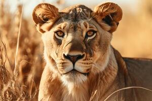 Majestic lion in the wild photo