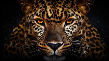 Intense gaze of a powerful leopard photo