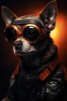 Adventurous dog wearing goggles photo