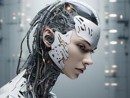 futuristic cyborg woman profile photo