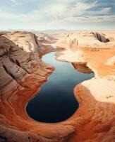 Breathtaking desert landscape with winding river photo