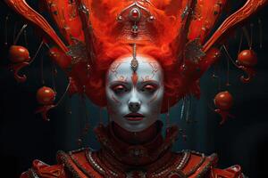 Striking portrait of a dramatic fantasy character photo