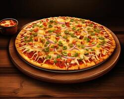 Delicious homemade pizza with various toppings photo