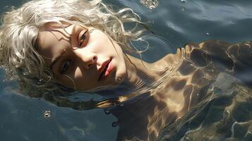Ethereal beauty floating in water photo