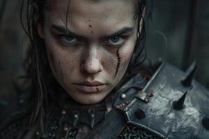Intense gaze of a battle hardened warrior photo
