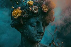 Mysterious floral figure in the mist photo