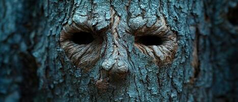 Mysterious face in tree bark photo