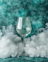 Mysterious glass of wine in smoky atmosphere photo