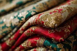 Ornate and colorful textile patterns photo