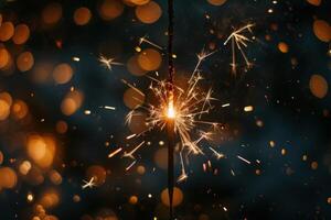 Sparkling fireworks display in the night sky photo