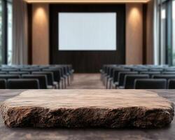 empty auditorium with projection screen photo