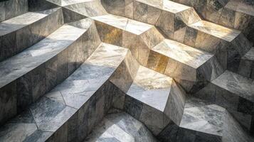 Mosaic tile geometry with layered texture, illuminated for artistic depth. Light shadow 3d pattern photo