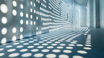 Illuminated panels casting circular patterns, dynamic and artistic light effect. Light shadow 3d pattern photo