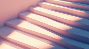 Geometric stair design with light accents, dynamic and minimalist texture. Light shadow 3d pattern photo
