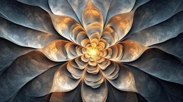 Symmetrical fractal design with dynamic light and shadow interplay. Light shadow 3d pattern photo