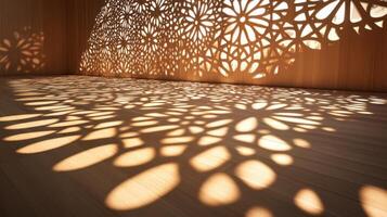 Decorative wooden cut-outs casting artistic shadows, natural and elegant design. Light shadow 3d pattern photo