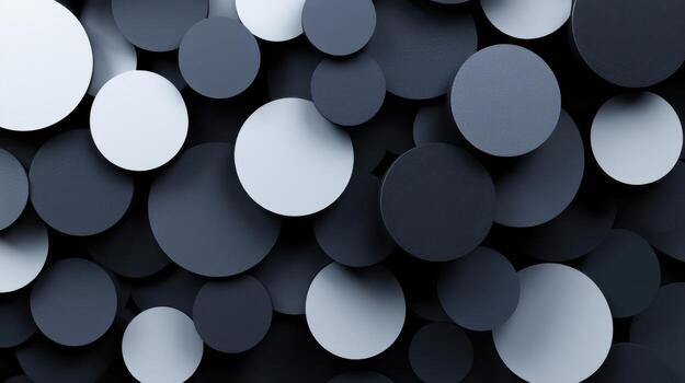 Abstract arrangement of 3D circles, overlapping shadows and striking depth. Light shadow 3d pattern photo