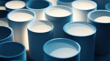 Stacked circles casting shadows, minimalist and geometric depth design. Light shadow 3d pattern photo