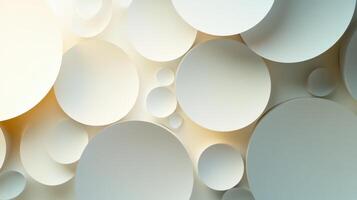 Overlapping 3D circle layers with shadows creating abstract depth and dimension. Light shadow 3d pattern photo