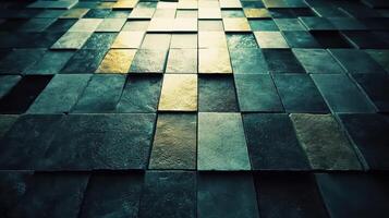 Geometric mosaic design, illuminated for dynamic textured contrasts. Light shadow 3d pattern photo