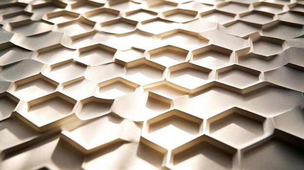 Rhythmic hexagonal pattern casting shadows, depth and bold structure. Light shadow 3d pattern photo