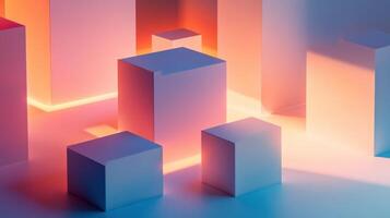 Side-lit cubes creating deep relief and contrast, striking composition. Light shadow 3d pattern photo