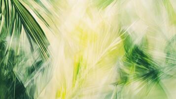 Abstract palm leaf texture, vibrant greens and relaxing tropical vibe. Blurred view sandy beach palms photo