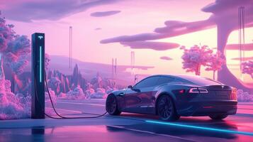 Self-recharging electric car, showcasing advanced and automatic charging systems. Robotic cars photo