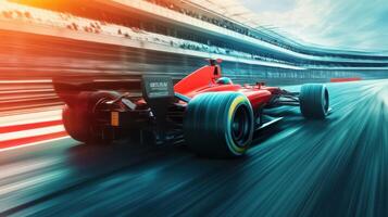 Autonomous racing car on track, showcasing futuristic high-performance design. Robotic cars photo