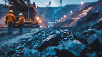 Miners working in a coal mine. photo