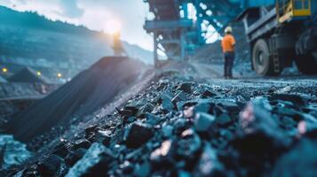 Coal mining industry. Open pit coal mine. photo