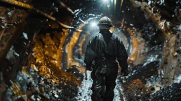 Miner walking in the mine photo