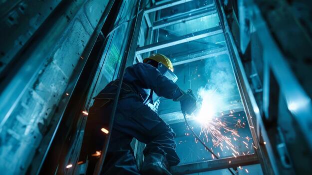 welder working in confined space photo