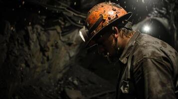 A coal miner working in a mine. photo