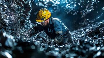 A coal miner working in a mine. photo