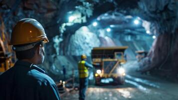 miners working in a mine photo