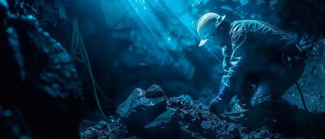 The astronaut explores an alien planet. photo