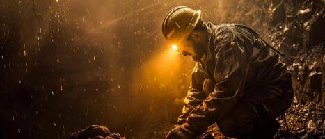 A miner working in a mine. photo