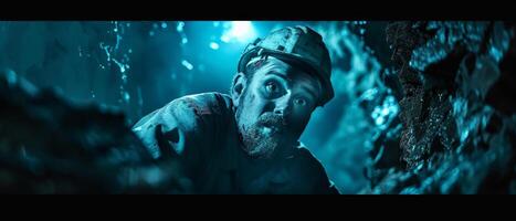 The brave spelunker explores the uncharted cave. photo