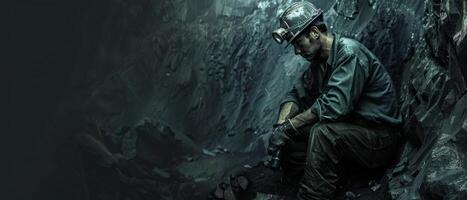 coal miner working underground photo
