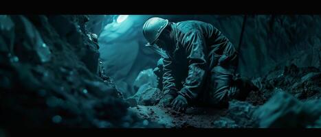 Astronaut on alien planet. photo