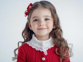 A little girl in a red sweater photo