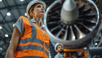 Aviation maintenance technician at work photo