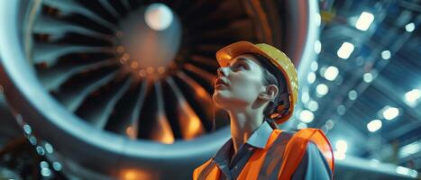 Turbine engine of the aircraft. Inspection and maintenance. photo