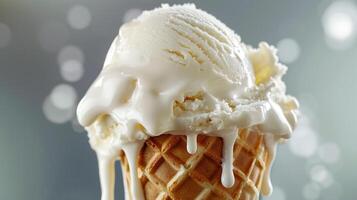 Close-up of a dairy-free ice cream scoop, showing the fine texture and smooth surface, photo