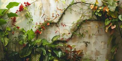 Tropical vines winding and climbing along a trellis with delicate tendrils, photo