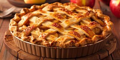 Rustic gluten-free apple pie with almond flour crust, spiced apples, and lattice top, picture photo